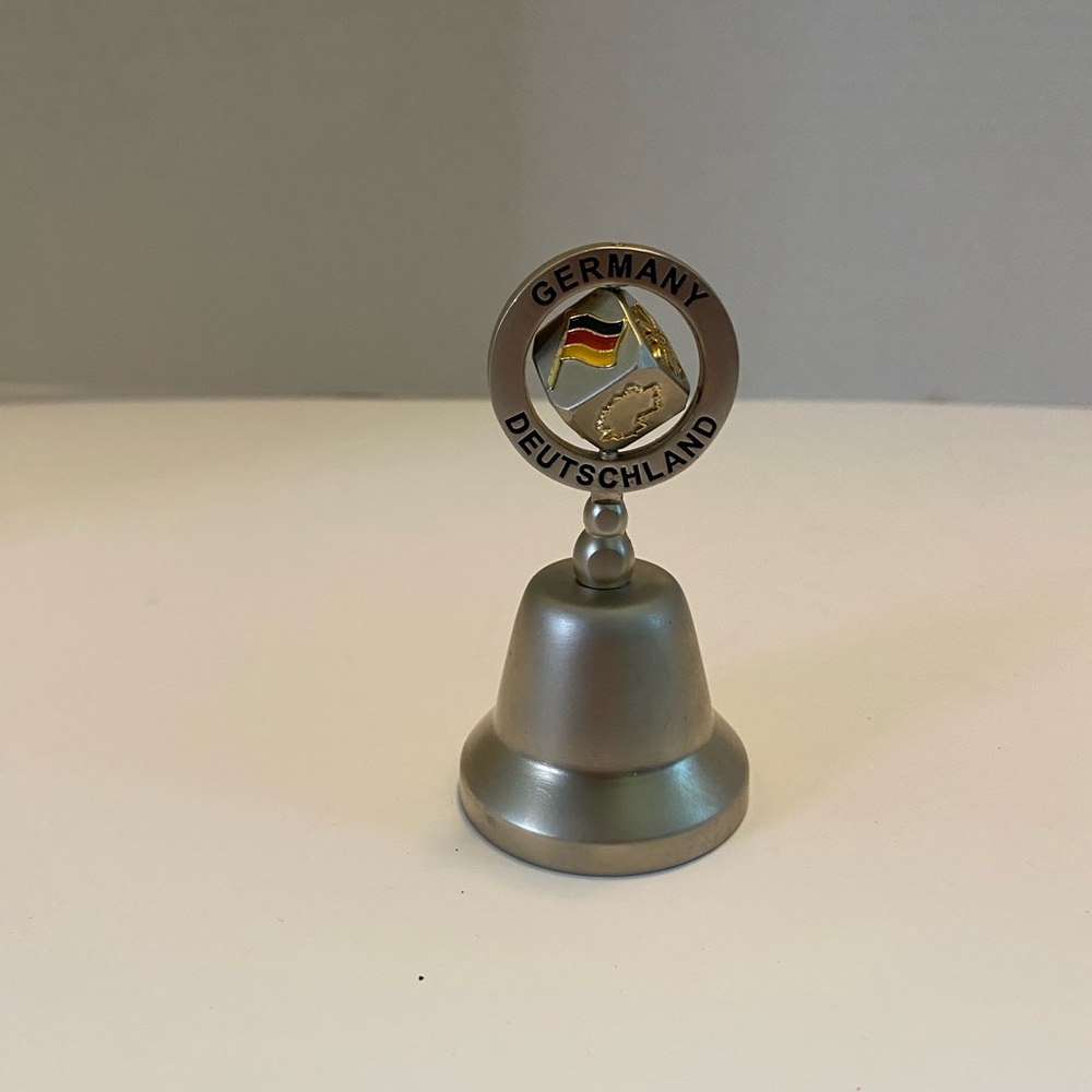 Germany Deutschland Rotating Cube 3.5in Silver/Chrome Souvenir Bell Collectible